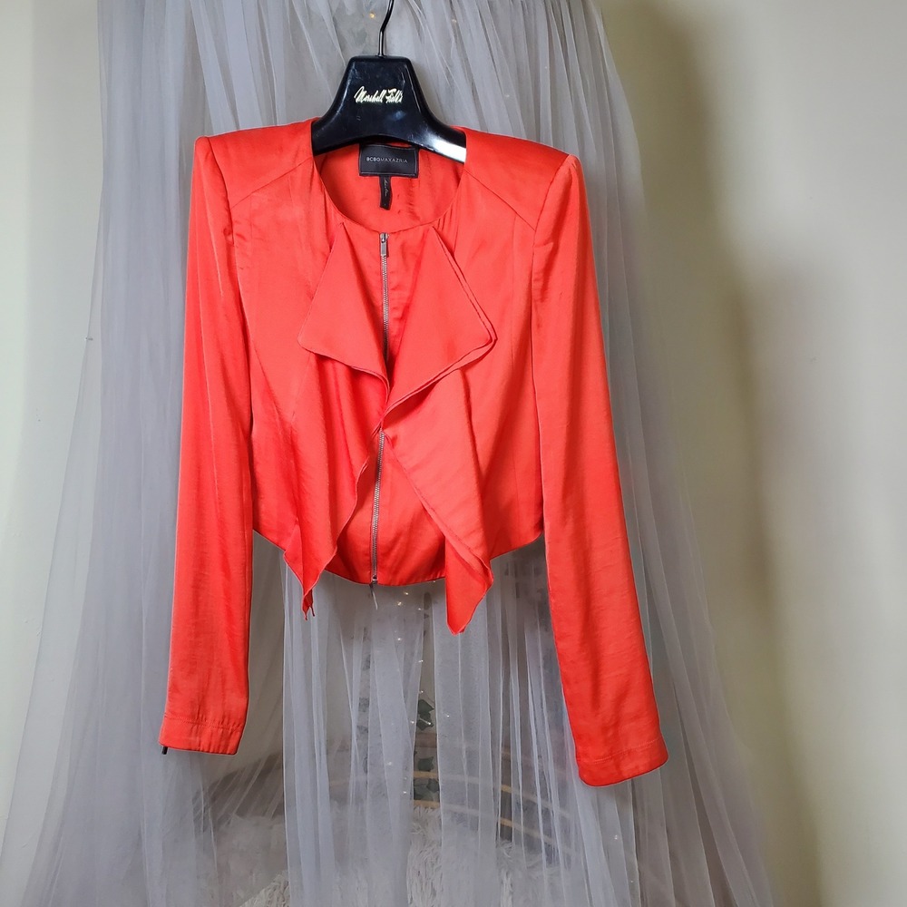 Bcbgmaxazria Bohemian Draped Jacket Full Zip Cruise Resortwear Orange Size‎  S - Picture 2 of 7